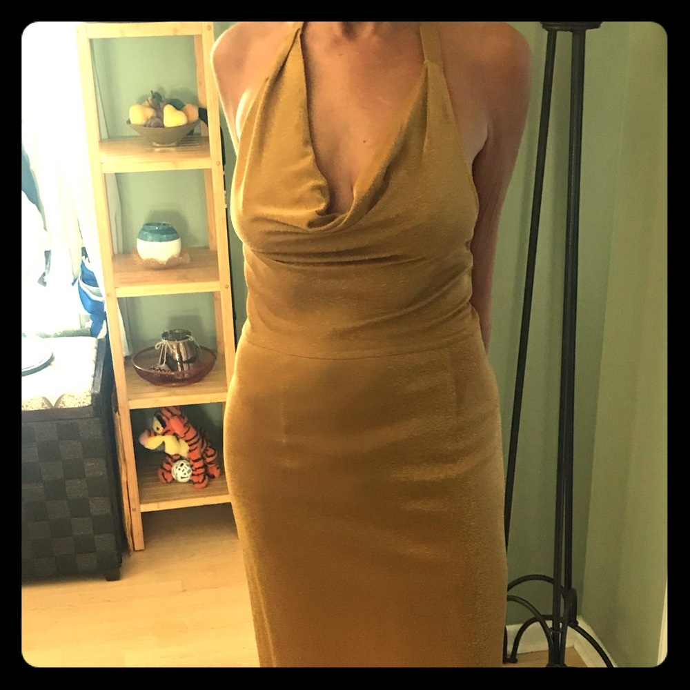 Gold Rimini Halter Gown